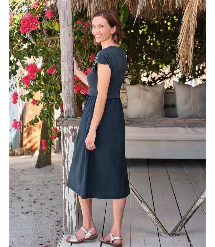 Mix Match Jersey Woven Dress