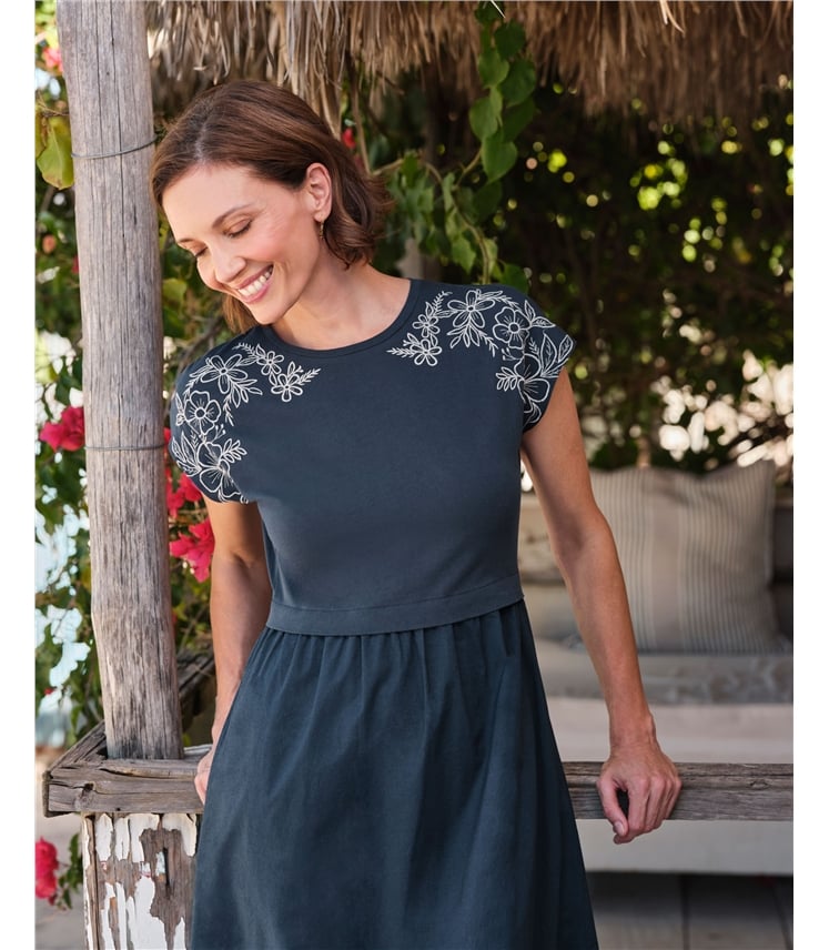 Mix Match Jersey Woven Dress