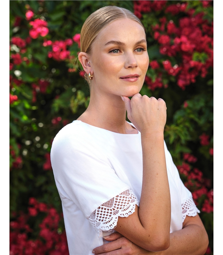 Lace Trim Sleeve Tee