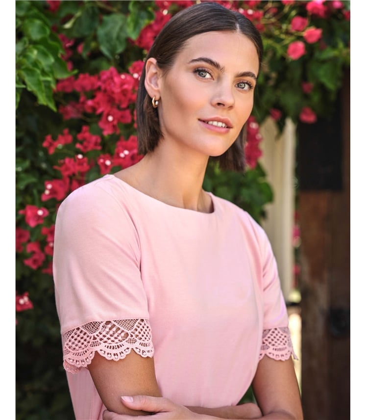 Lace Trim Sleeve Tee