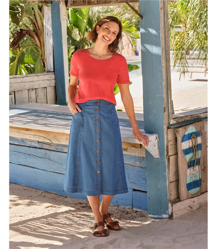 Chambray Blue | Chambray Skirt | WoolOvers UK