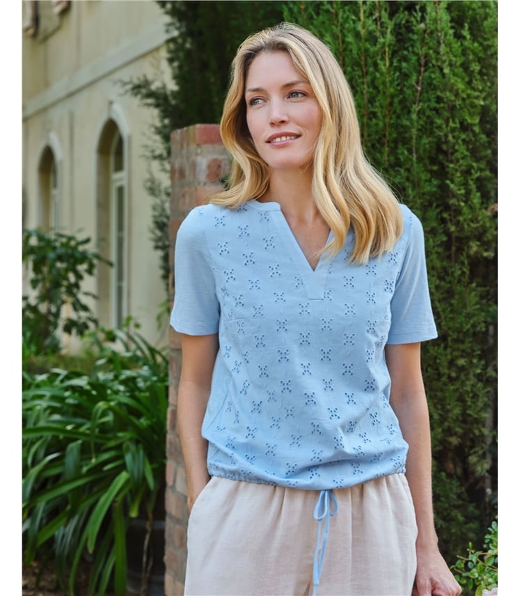 Tie Hem Boriderie Top