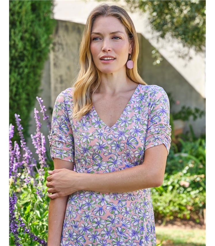 Tea Dress With Gathered Sleeves