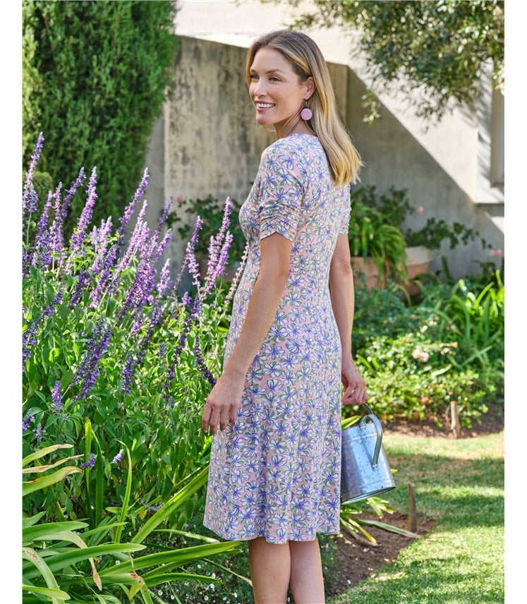 Tea Dress With Gathered Sleeves