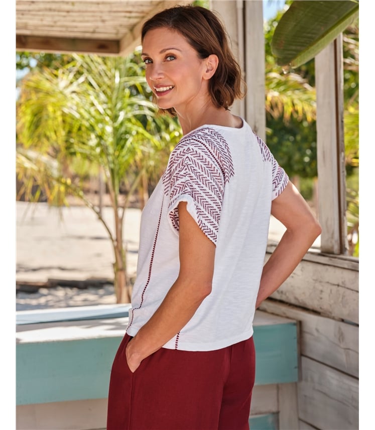 Haut brodé à nouer - Femme - 60 % coton, 40 % modal