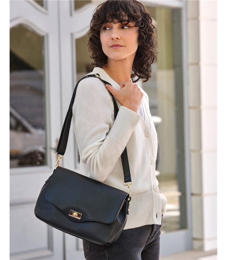 Soft Leather Bag With Twist Clasp