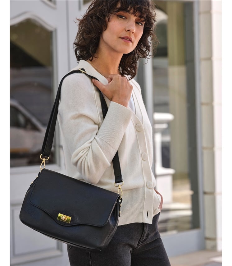 Soft Leather Bag With Twist Clasp