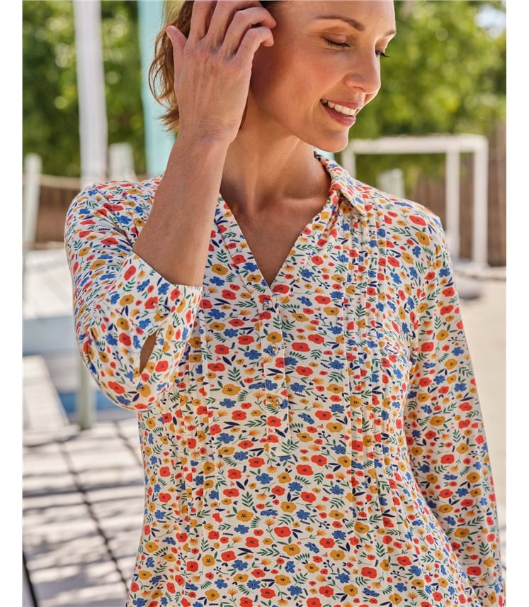 Collar Longline Pintuck Shirt