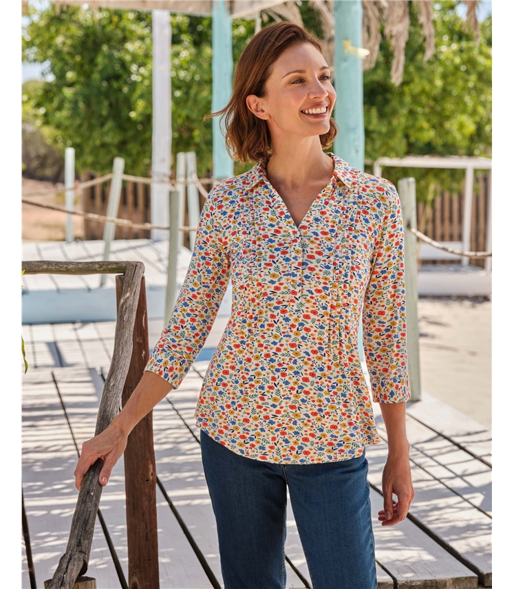 Collar Longline Pintuck Shirt