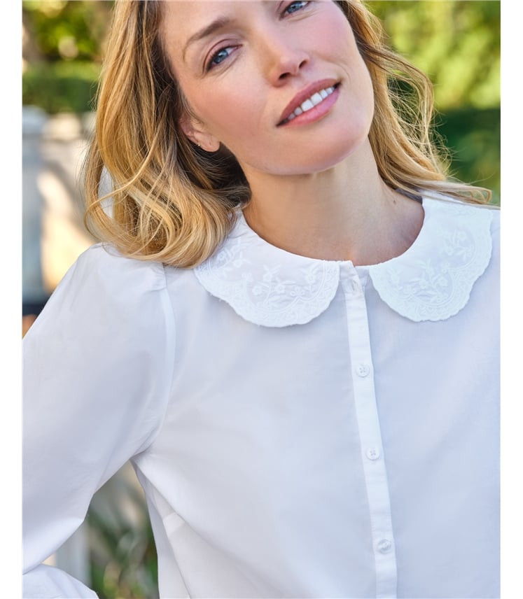 Embroidered Petal Collar Shirt