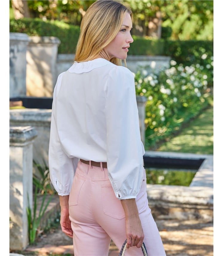 Embroidered Petal Collar Shirt