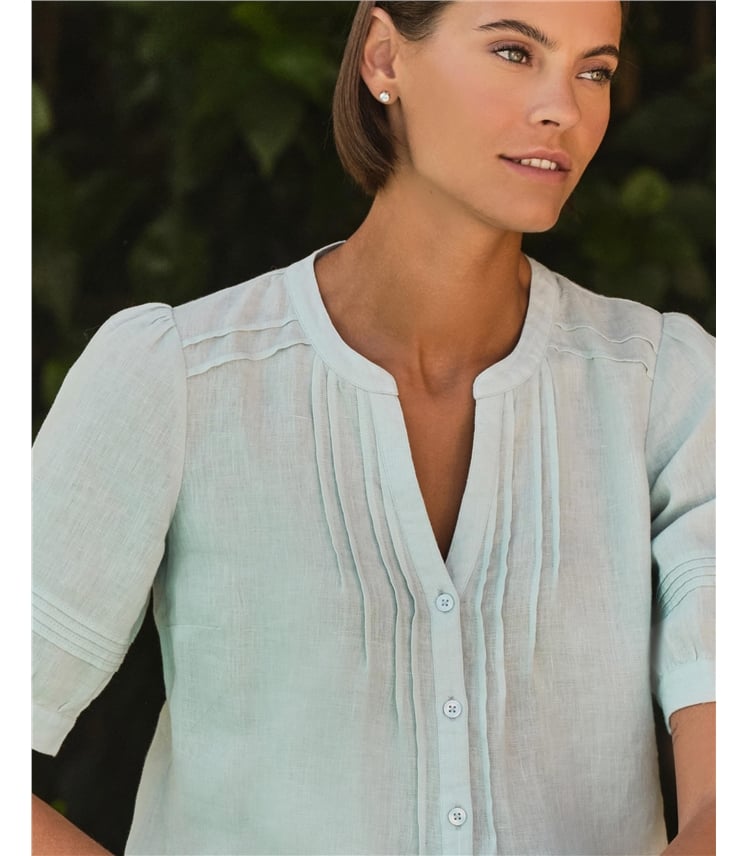Linen Pintuck Blouse