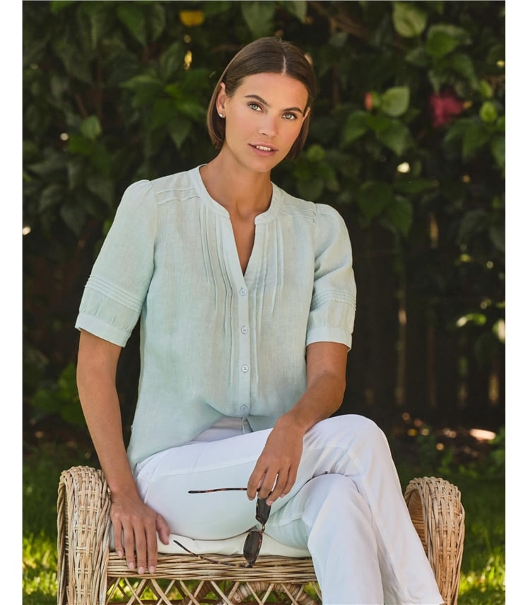 Linen Pintuck Blouse