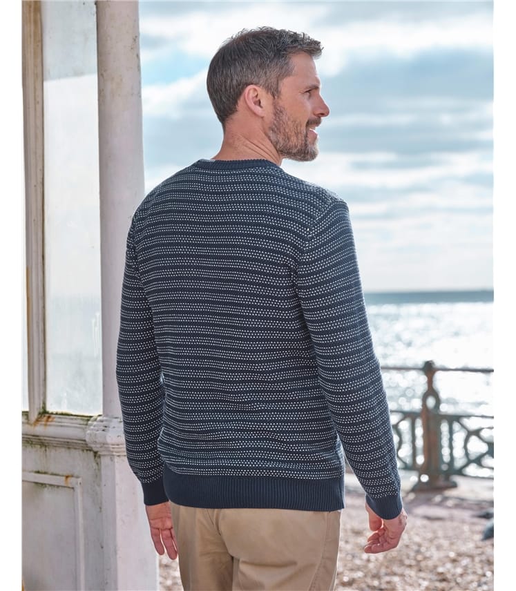 Crew Neck Textured Stripe Jumper