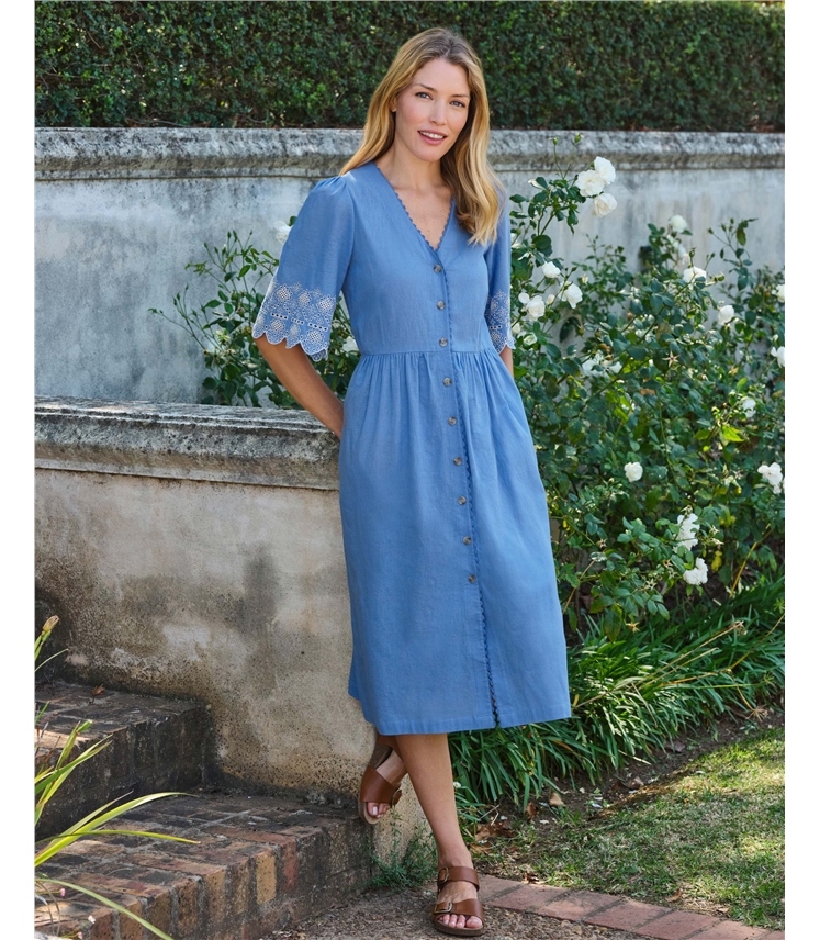 Broderie Button Through Dress