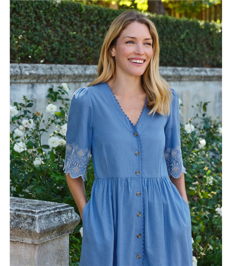 Broderie Button Through Dress