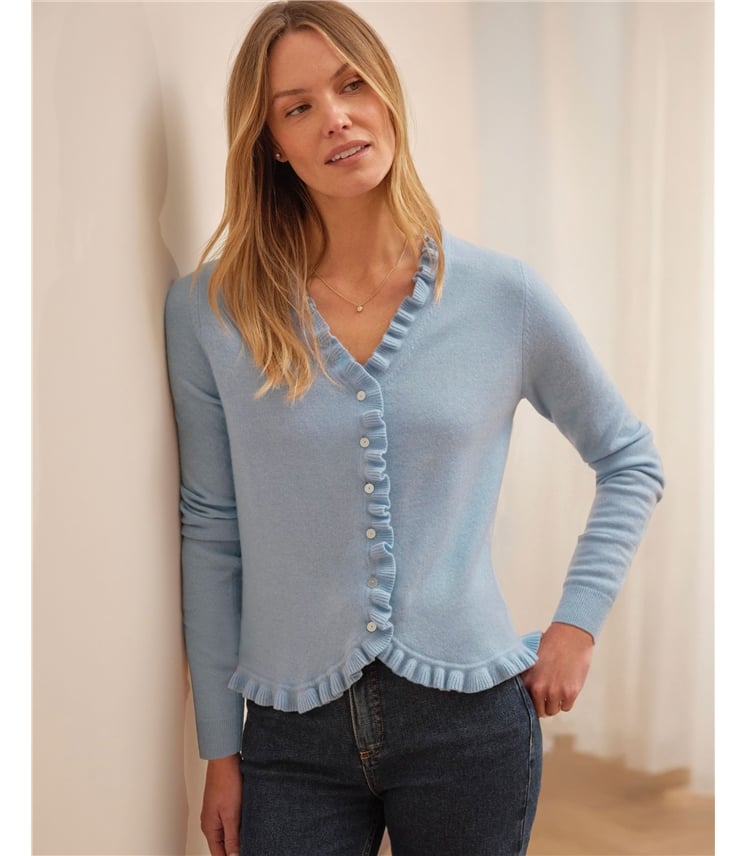 Cashmere Ruffle Cardigan