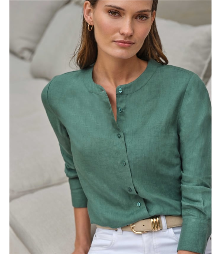 Linen Shirt Collarless