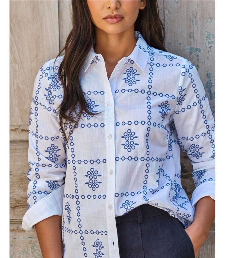 Blue Embroidered Shirt