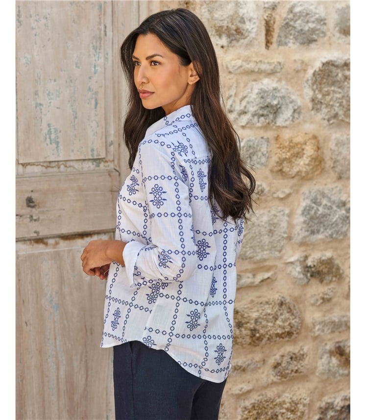 Blue Embroidered Shirt