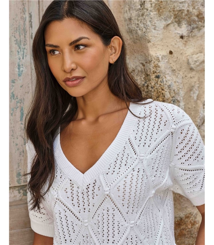 Cotton Short Sleeve Texture Top