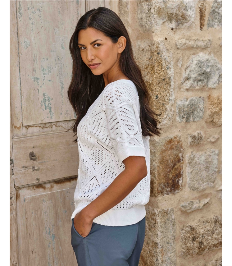 Cotton Short Sleeve Texture Top