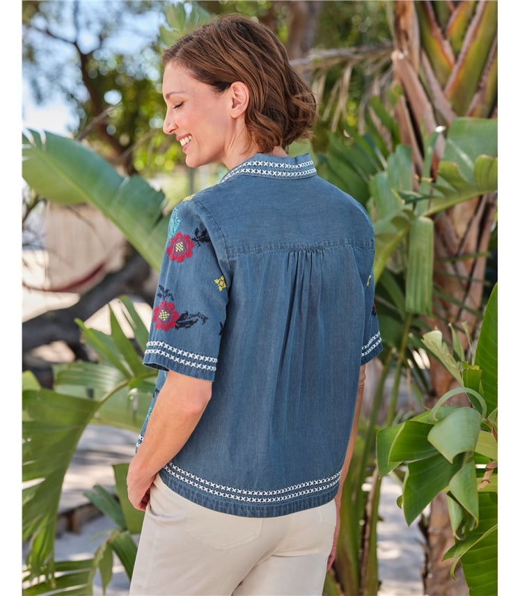 Chemise brodée au point de croix - Femmes - 100 % coton