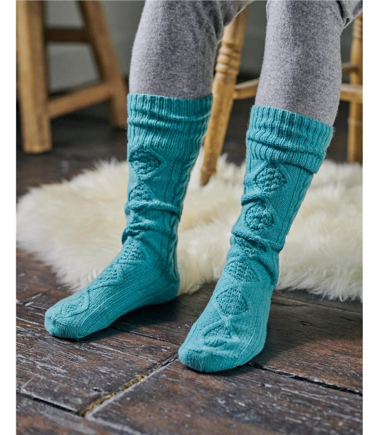 Chaussettes torsadées - Femme - Laine d'agneau