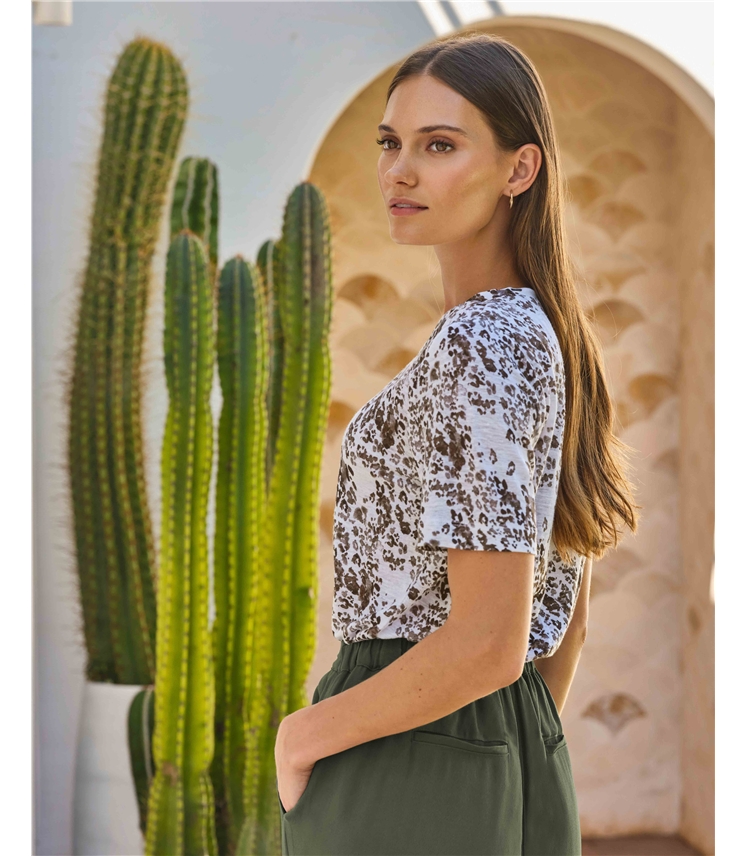 Linen Short Sleeve V Neck T-Shirt