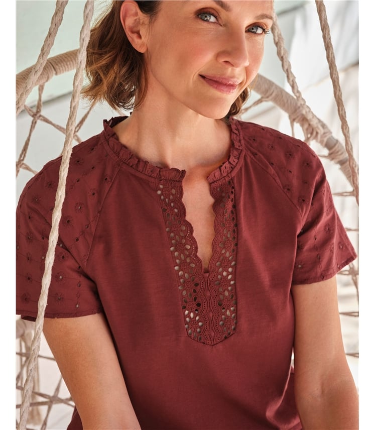 Angel Sleeve Embroidered Top