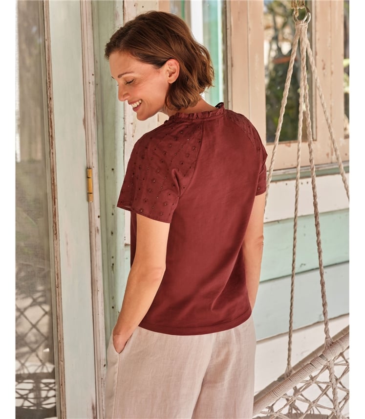 Angel Sleeve Embroidered Top