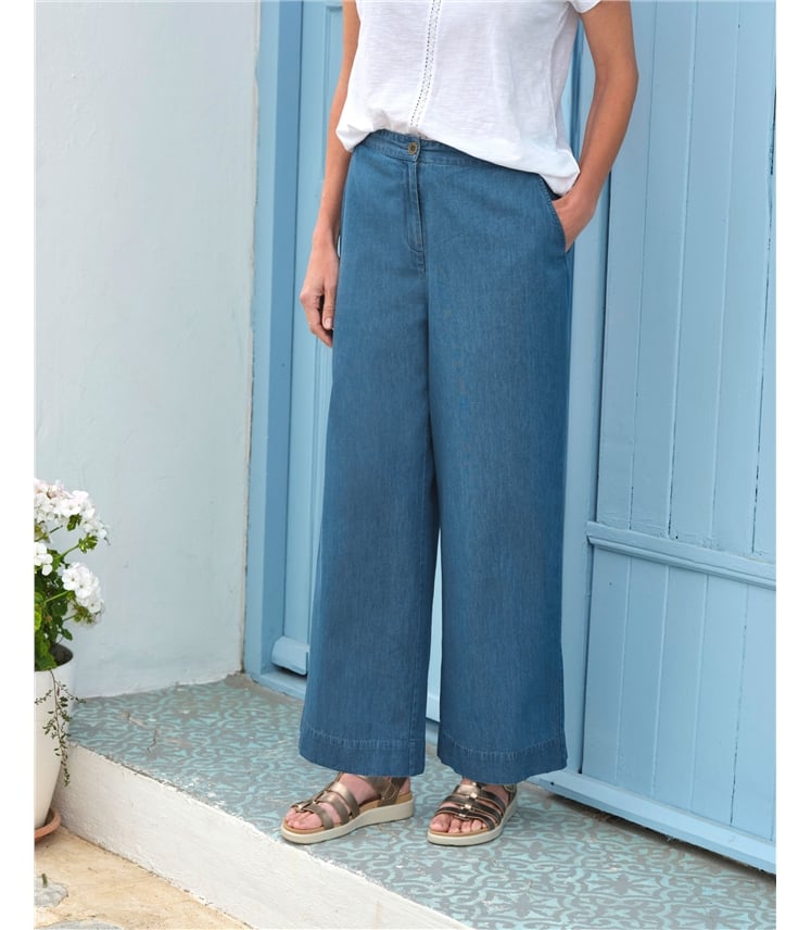 Chambray Wide Leg Trousers