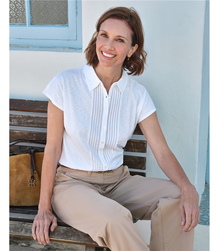 Short Sleeve Pintuck Jersey Shirt