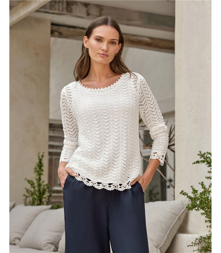 Crochet Lacy Trim Sweater