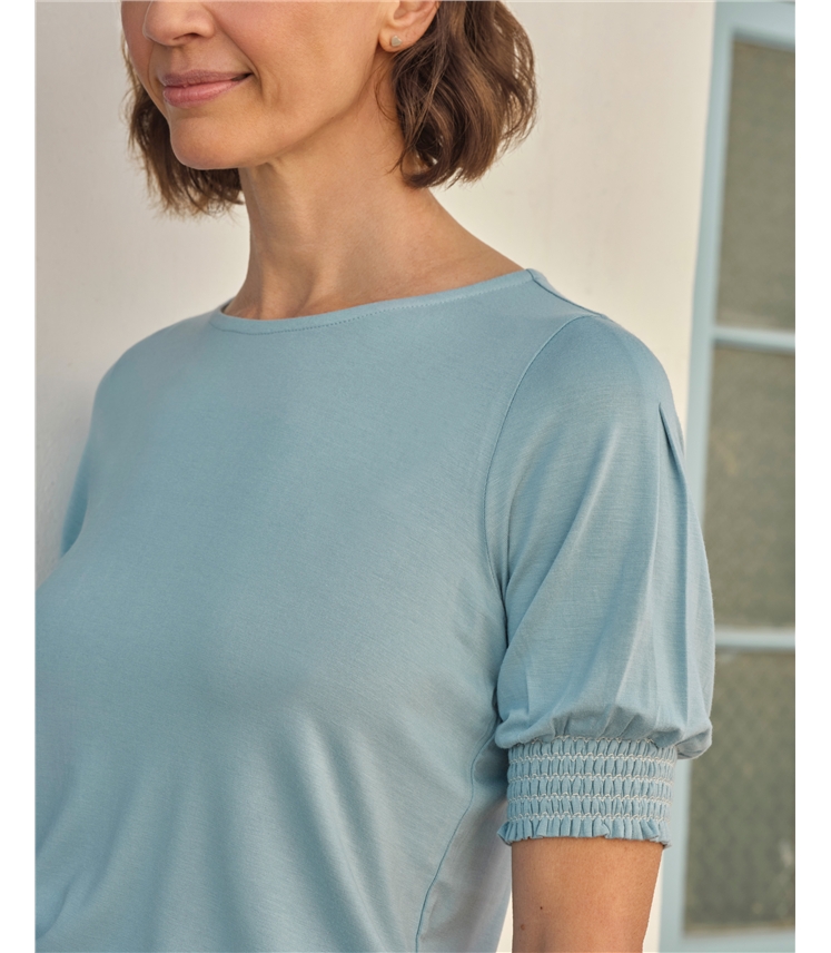 Short Sleeve Shirred Cuff Top