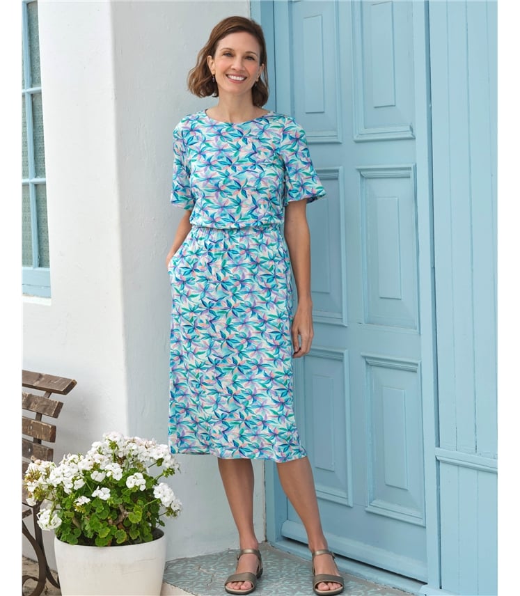 Angel Sleeve Fit And Flare Midi Dress
