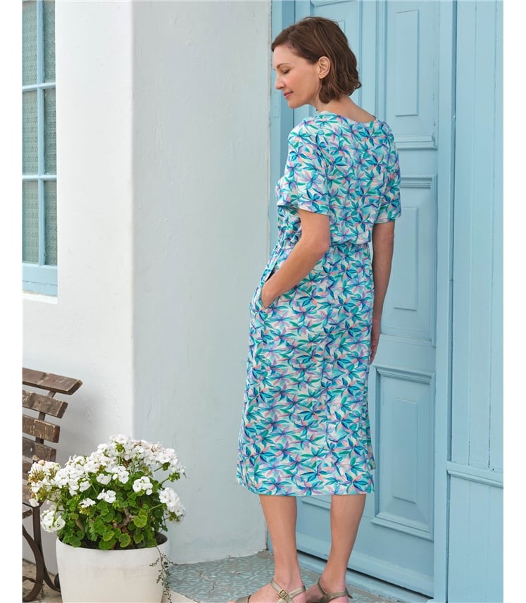 Angel Sleeve Fit And Flare Midi Dress
