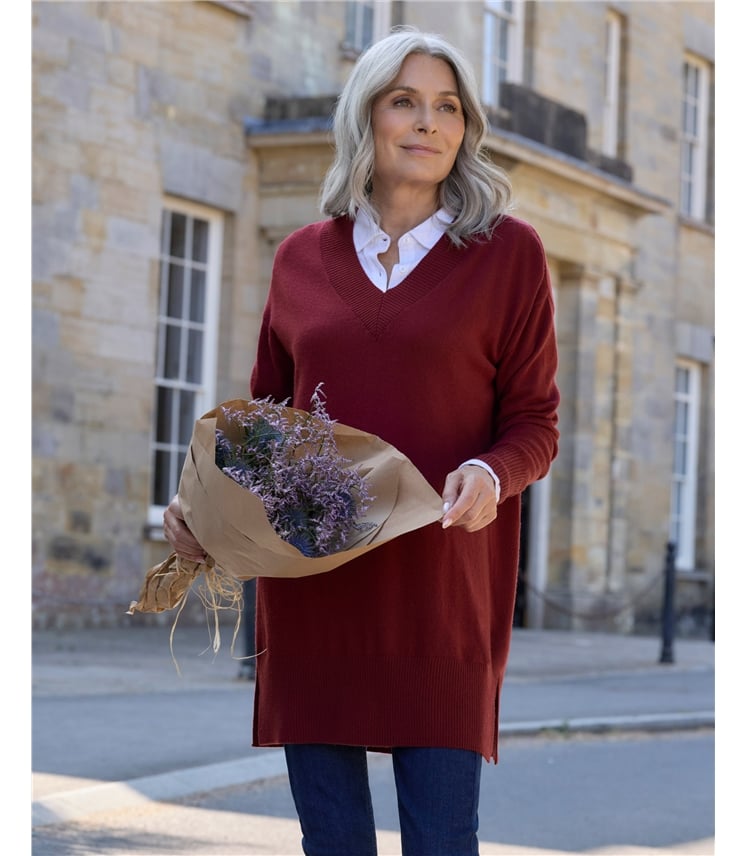 Cashmere Merino Deep V Neck Tunic