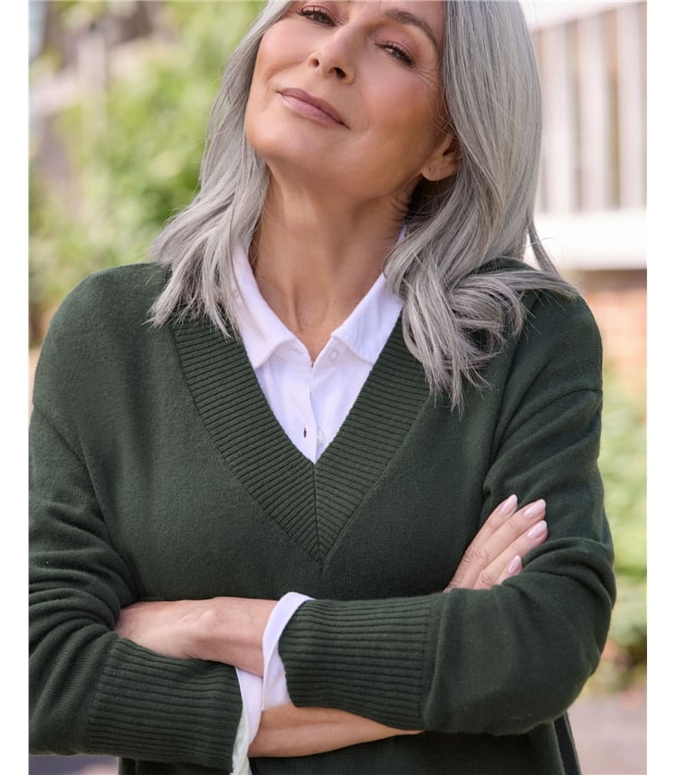 Cashmere Merino Deep V Neck Tunic