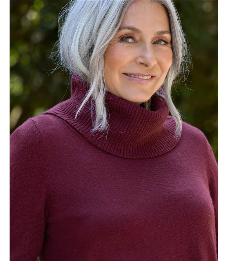 Cashmere And Merino Long Sleeve Cowl Neck Jumper