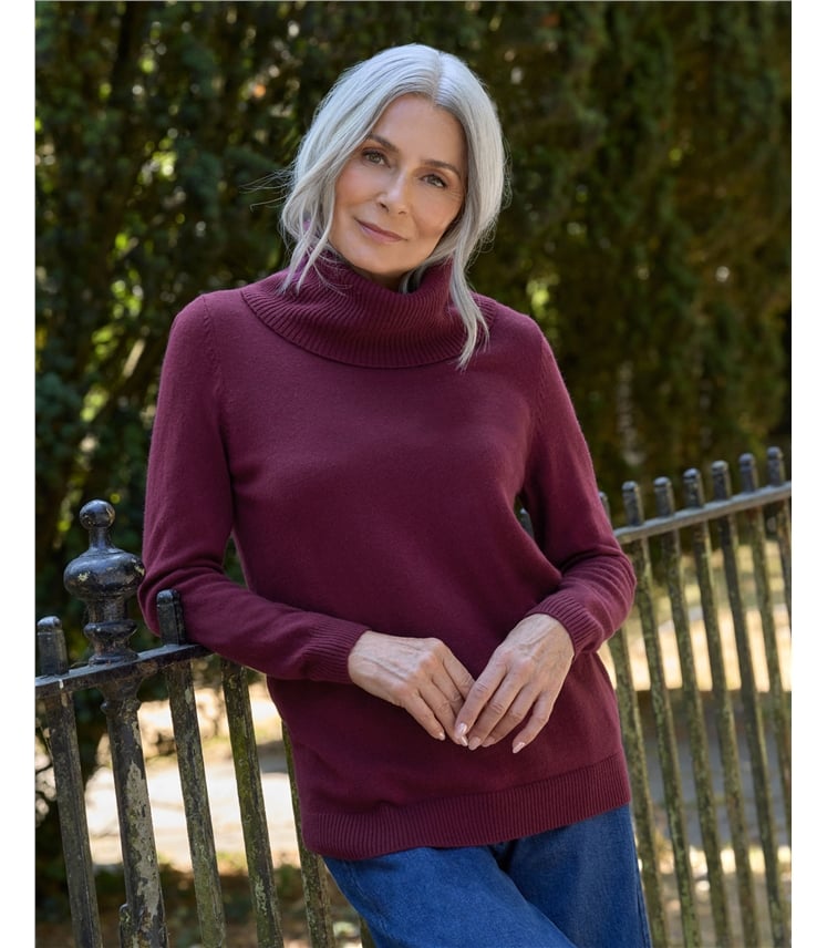 Cashmere And Merino Long Sleeve Cowl Neck Jumper