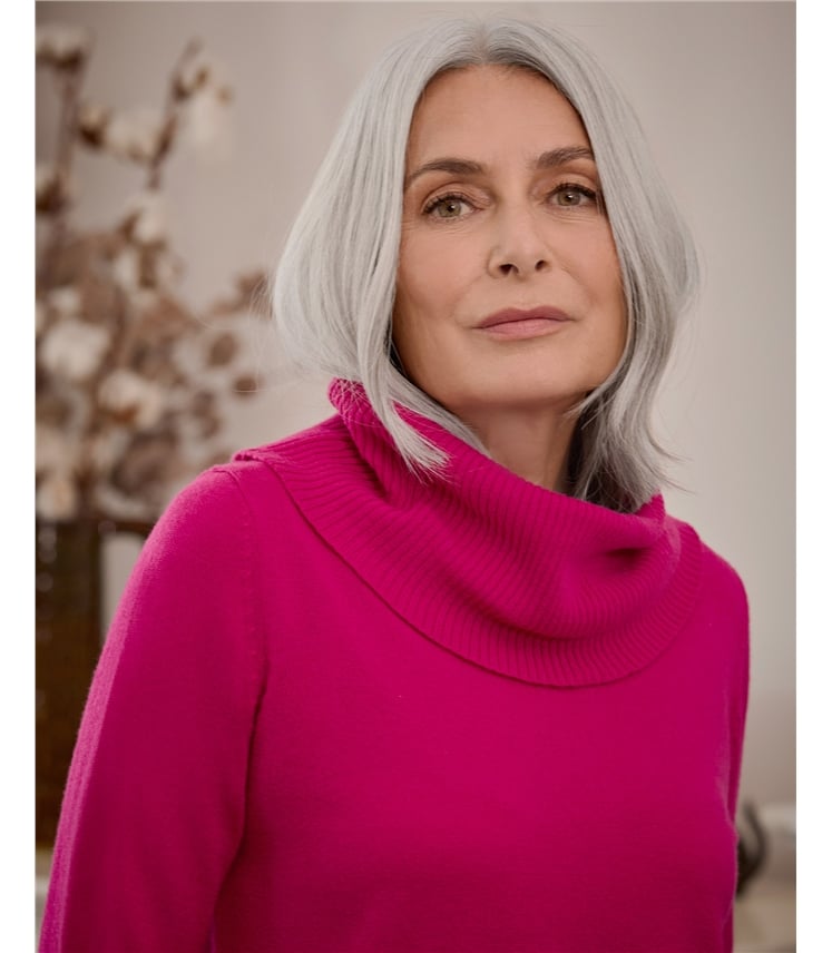 Cashmere And Merino Long Sleeve Cowl Neck Jumper
