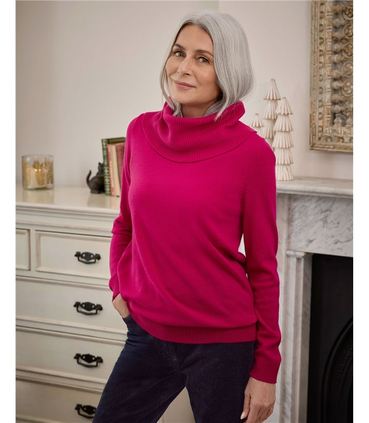 Cashmere And Merino Long Sleeve Cowl Neck Jumper