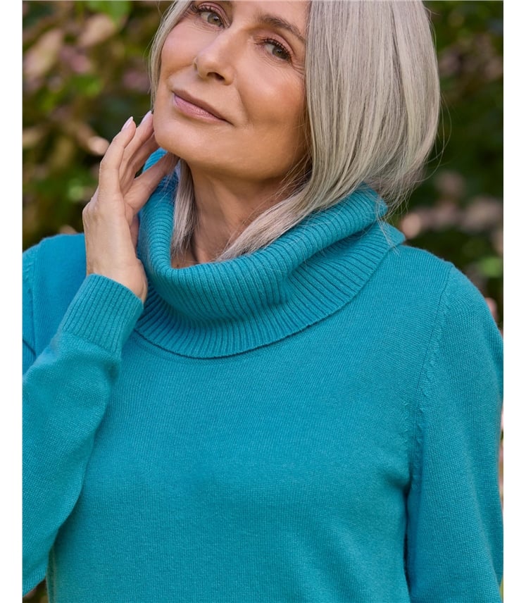 Cashmere And Merino Long Sleeve Cowl Neck Jumper