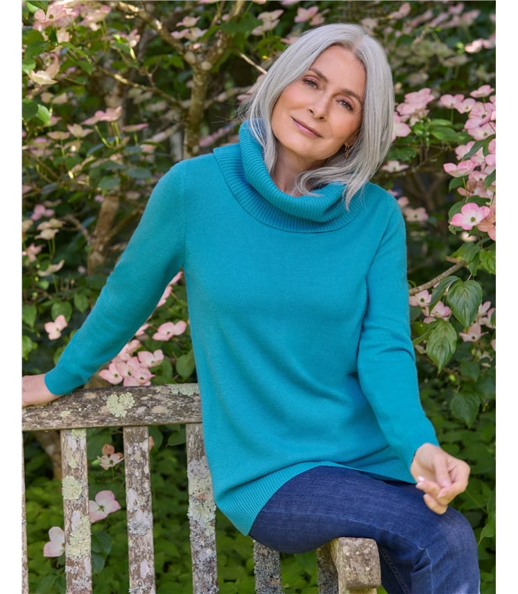 Cashmere And Merino Long Sleeve Cowl Neck Jumper