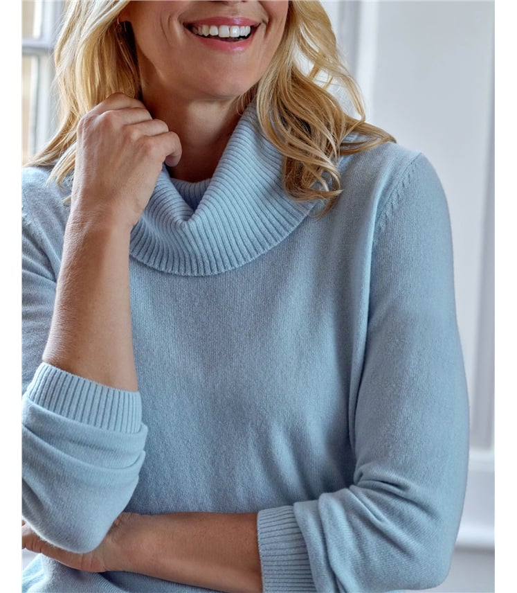 Cashmere And Merino Long Sleeve Cowl Neck Jumper