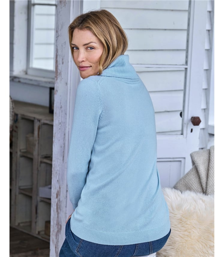 Cashmere And Merino Long Sleeve Cowl Neck Jumper