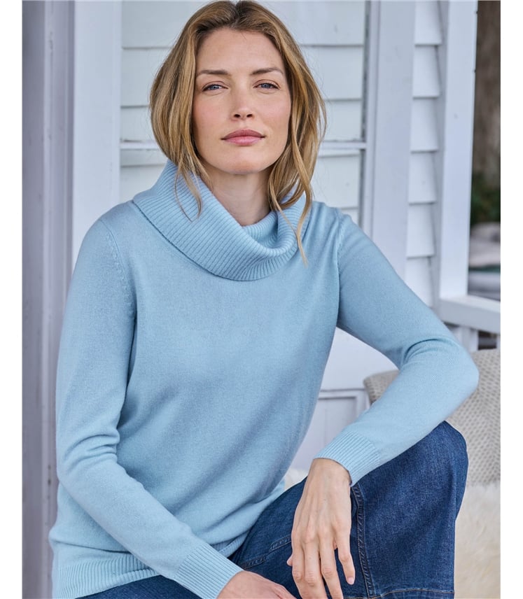 Cashmere And Merino Long Sleeve Cowl Neck Jumper