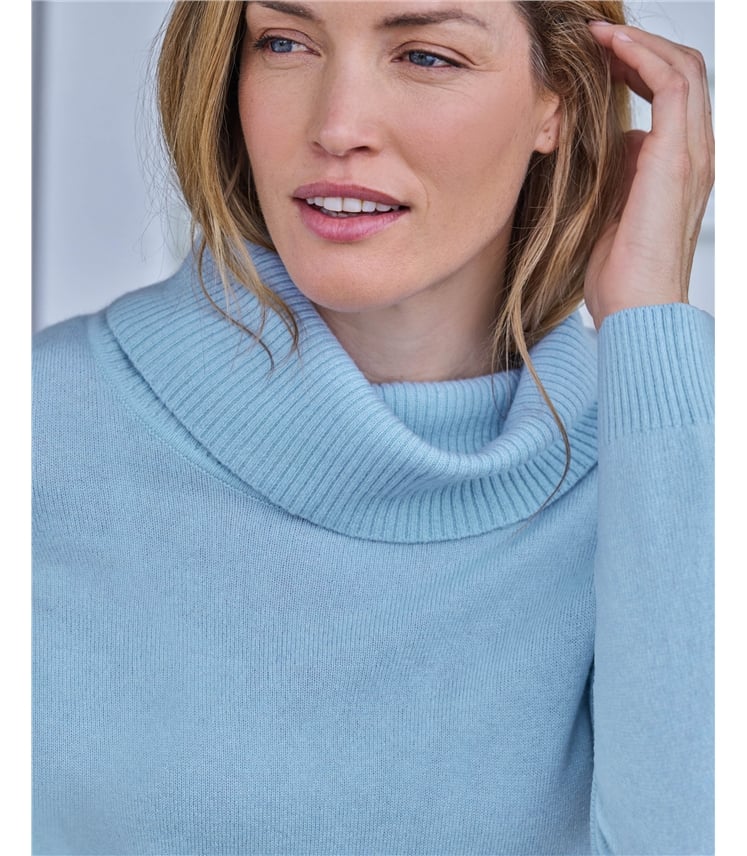 Cashmere And Merino Long Sleeve Cowl Neck Jumper