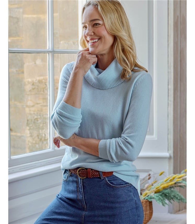 Cashmere And Merino Long Sleeve Cowl Neck Jumper